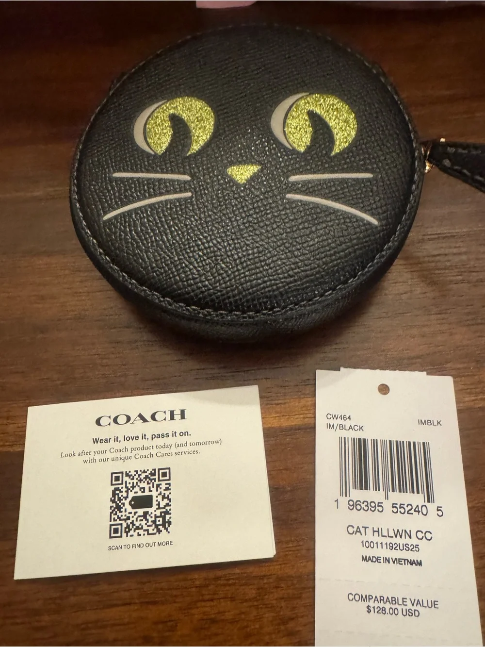 Coach Black Cat Coin Purse NWT